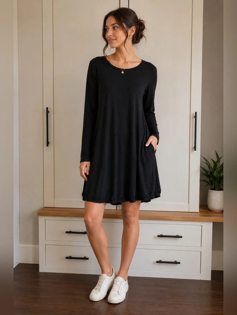 Old Navy | Dresses | Old Navy Black Long Sleeve Aline Dress